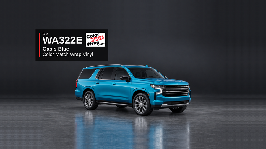 GM WA322E / GHC Oasis Blue Color Match Wrap Vinyl generated SUV graphic