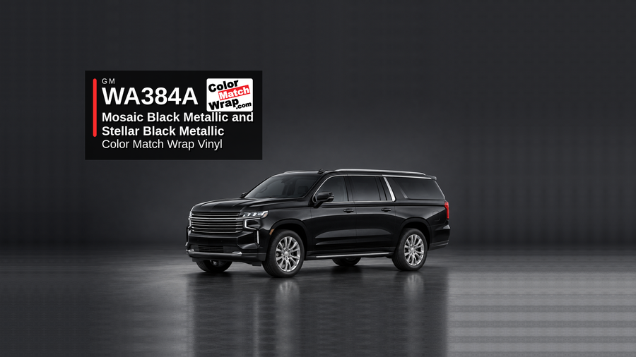 GM WA384A / GB8 Mosaic Black Metallic and Stellar Black Metallic Color Match Wrap code check for paint repair