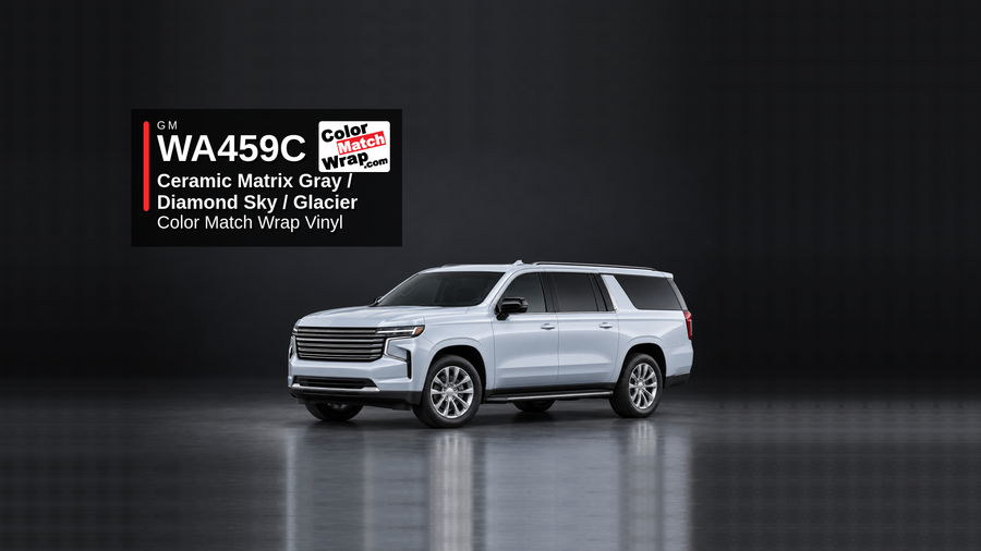 GM WA459C / G9F Ceramic Matrix Gray / Diamond Sky / Glacier Color Match Wrap Vinyl generated SUV graphic