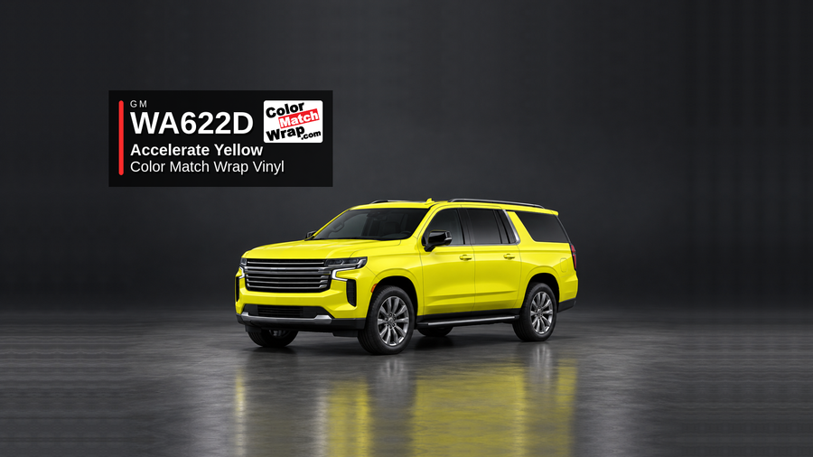 GM WA622D / GD0 Accelerate Yellow Color Match Wrap Vinyl generated SUV graphic