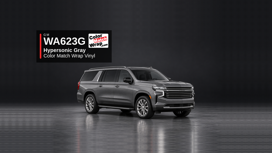 GM WA623G / GA7 Hypersonic Gray Color Match Wrap Vinyl generated SUV graphic