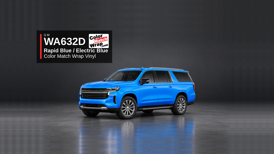 GM WA632D / GMO Rapid Blue / Electric Blue Color Match Wrap Vinyl generated SUV graphic