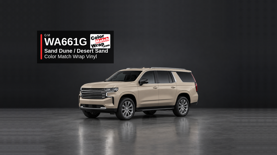 GM WA661G / GTL Sand Dune / Desert Sand Color Match Wrap Vinyl generated SUV graphic