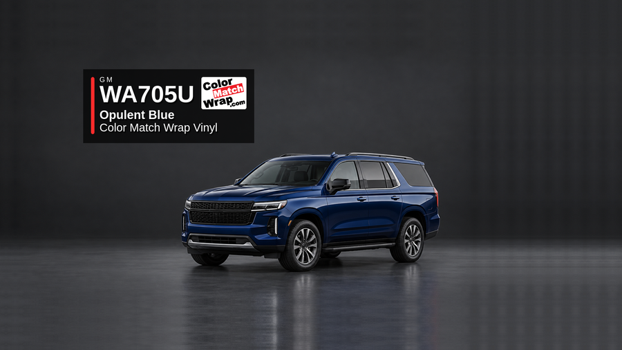 GM WA705U / GTR Opulent Blue / Admiral Blue / Blue Abyss / Ultra Blue / Xenon Blue Color Match Wrap Vinyl generated SUV graphic