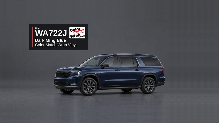 GM WA722J / 25 Dark Ming Blue / Midnight Blue / Blue Chip / Ocean Pearl / Deep Blue / Dark Blue Color Match Wrap Vinyl generated SUV graphic