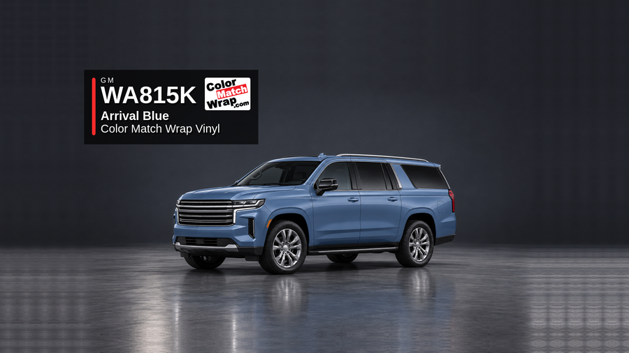 GM WA815K / 91 Arrival Blue Color Match Wrap Vinyl generated SUV graphic
