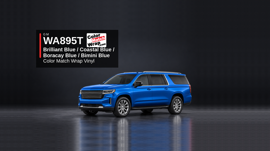 GM WA895T / GQM Brilliant Blue / Coastal Blue / Boracay Blue / Bimini Blue Color Match Wrap Vinyl generated SUV graphic