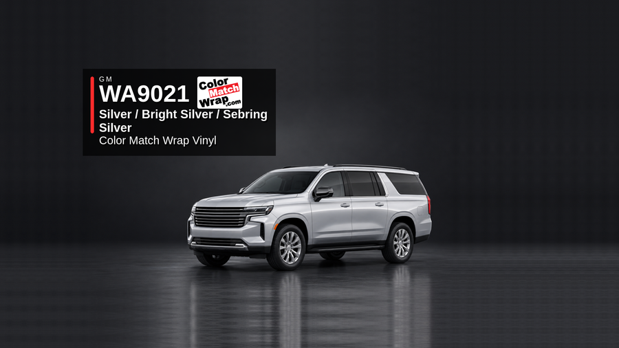 GM WA9021 / 13 Silver / Bright Silver / Sebring Silver Color Match Wrap Vinyl generated SUV graphic
