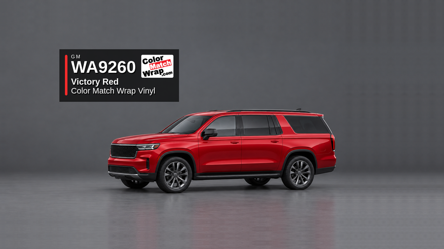GM WA9260 / 74 Victory Red / Blaze Red / Chili Pepper Red / Fire Red / Red Color Match Wrap Vinyl generated SUV graphic