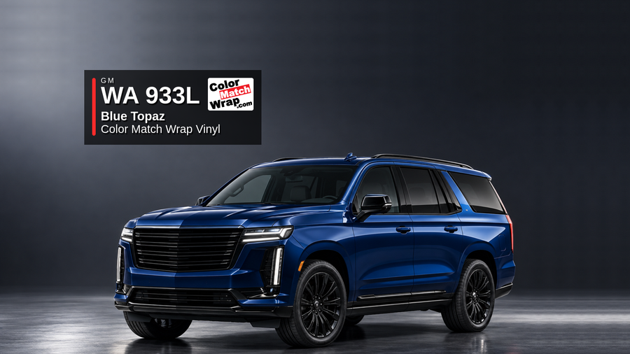 GM WA933L / 19 Blue Topaz / Cobalt Blue / Heritage Blue / Lemans Blue / Luxo Blue / Xenon Blue Color Match Wrap Vinyl generated SUV graphic