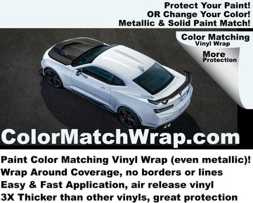 White 2018 Chevy Camaro Vinyl Wrap: Paint Code Match Vinyl Wrap