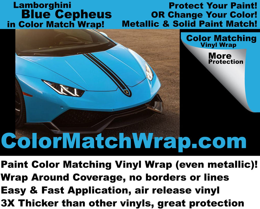 Lamborghini Blu Cepheus Color Match Wrap paint-code vinyl project