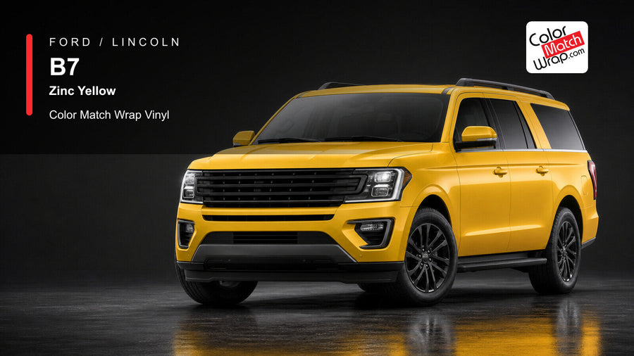 Ford / Lincoln B7 Zinc Yellow Color Match Wrap Vinyl generated SUV graphic