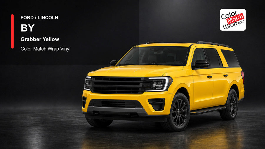 Ford / Lincoln BY Grabber Yellow Color Match Wrap Vinyl generated SUV graphic
