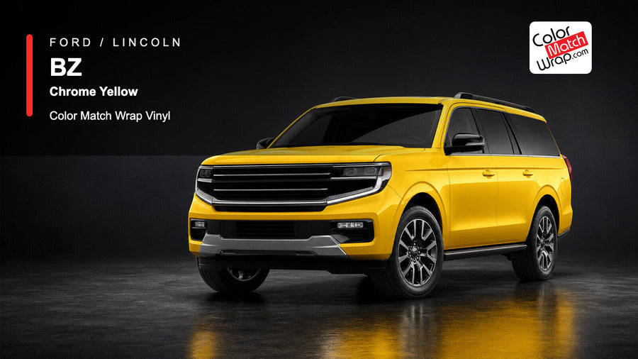 Ford / Lincoln BZ Chrome Yellow Color Match Wrap Vinyl generated SUV graphic