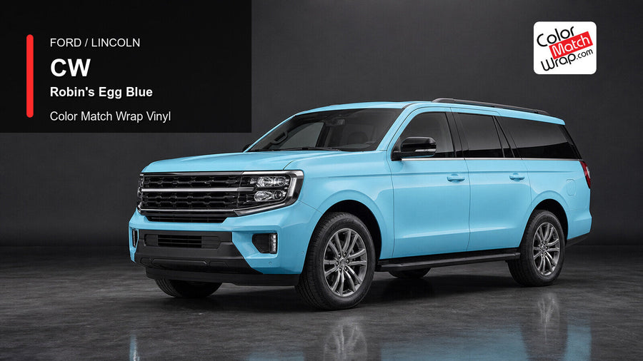 Ford / Lincoln CW Robin's Egg Blue Color Match Wrap Vinyl generated SUV graphic