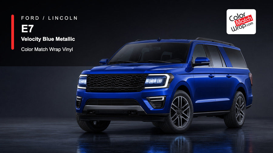 Ford / Lincoln E7 Velocity Blue Metallic Color Match Wrap Vinyl generated SUV graphic