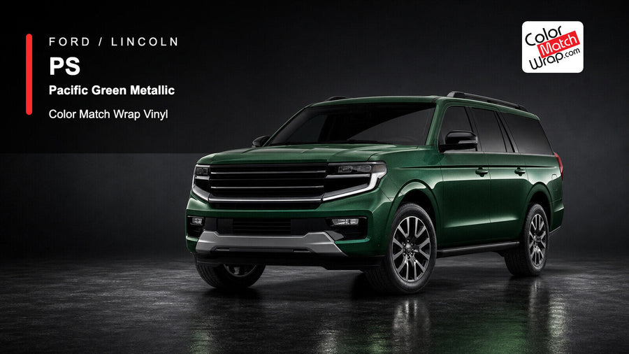 Ford / Lincoln PS Pacific Green Metallic Color Match Wrap Vinyl generated SUV graphic