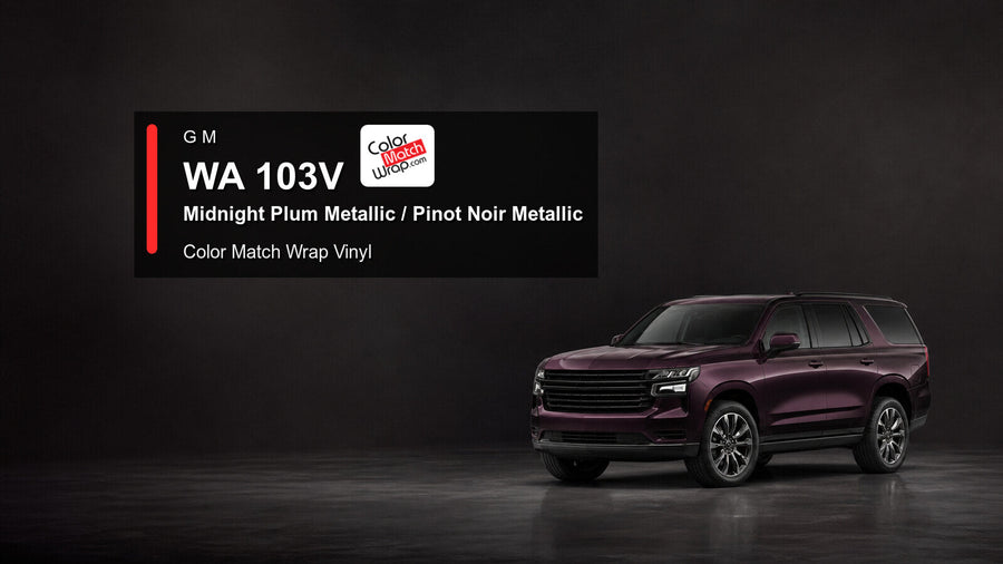 Generic full-size SUV in GM WA 103V Midnight Plum Metallic and Pinot Noir Metallic with Color Match Wrap vinyl article branding