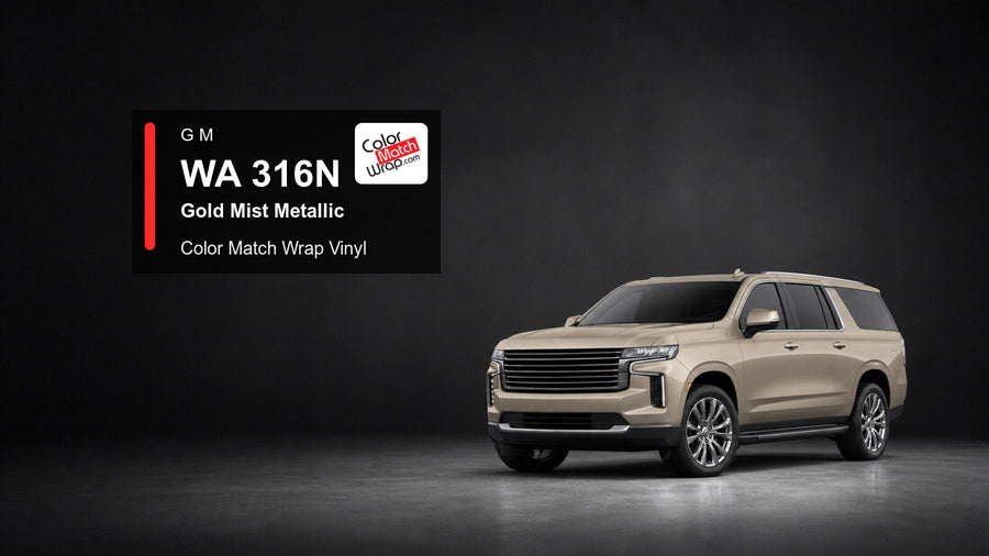 Generic full-size SUV in GM WA 316N Gold Mist Metallic with Color Match Wrap vinyl article branding