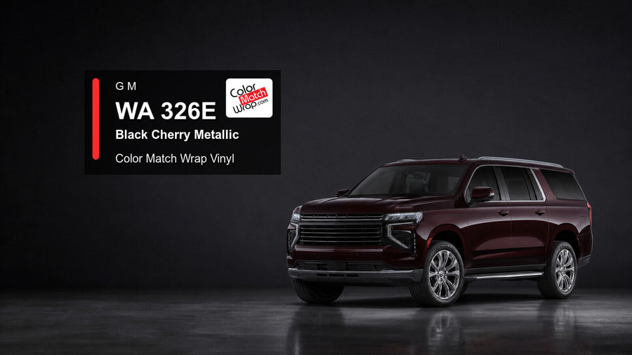 Generic full-size SUV in GM WA 326E Black Cherry Metallic with Color Match Wrap vinyl article branding