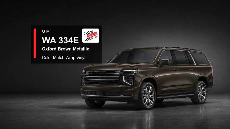 Generic full-size SUV in GM WA 334E Oxford Brown Metallic with Color Match Wrap vinyl article branding