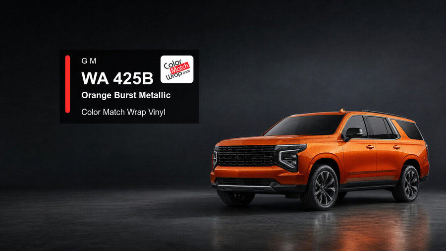 Generic full-size SUV in GM WA 425B Orange Burst Metallic with Color Match Wrap vinyl article branding