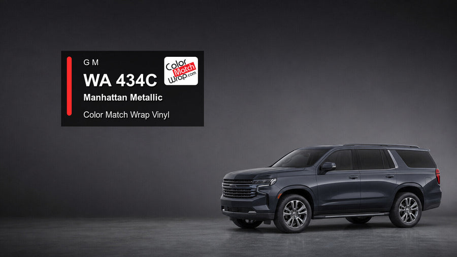 Generic full-size SUV in GM WA 434C Manhattan Metallic with Color Match Wrap vinyl article branding