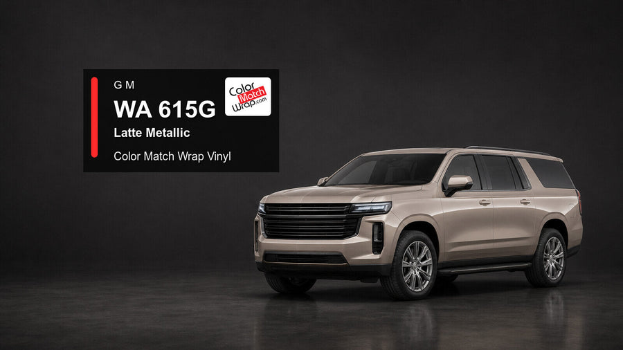 Generic full-size SUV in GM WA 615G Latte Metallic with Color Match Wrap vinyl article branding