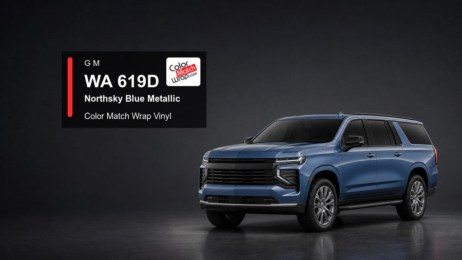 Generic full-size SUV in GM WA 619D Northsky Blue Metallic with Color Match Wrap vinyl article branding