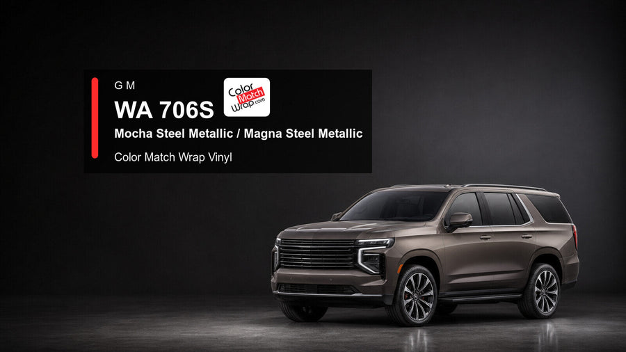 Generic full-size SUV in GM WA 706S Mocha Steel Metallic and Magna Steel Metallic with Color Match Wrap vinyl article branding