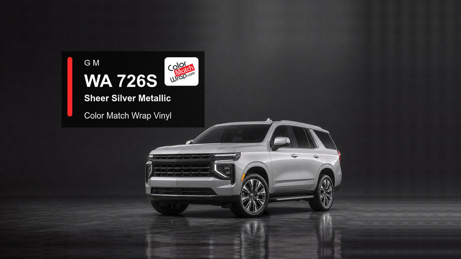 Generic full-size SUV in GM WA 726S Sheer Silver Metallic with Color Match Wrap vinyl article branding