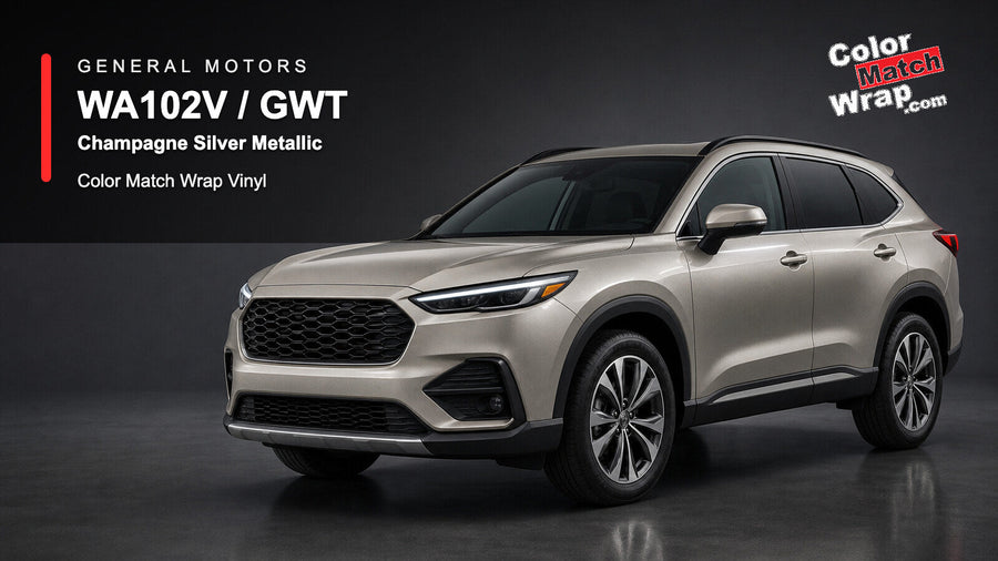 GM WA102V / GWT Champagne Silver Metallic Color Match Wrap Vinyl generated SUV graphic