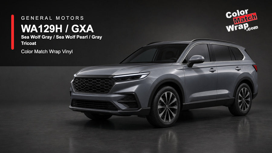 GM WA129H / GXA Sea Wolf Gray / Sea Wolf Pearl / Gray Tricoat Color Match Wrap Vinyl generated SUV graphic