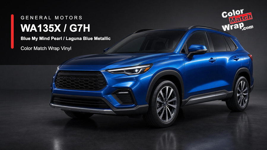 GM WA135X / G7H Blue My Mind Pearl / Laguna Blue Metallic Color Match Wrap Vinyl generated SUV graphic