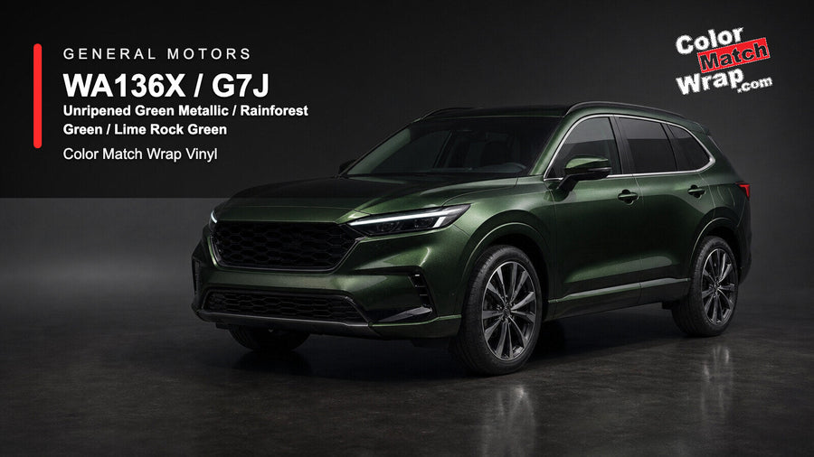 GM WA136X / G7J Unripened Green Metallic / Rainforest Green / Lime Rock Green Color Match Wrap Vinyl generated SUV graphic