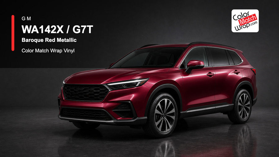 GM WA142X / G7T Baroque Red Metallic Color Match Wrap Vinyl generated SUV graphic