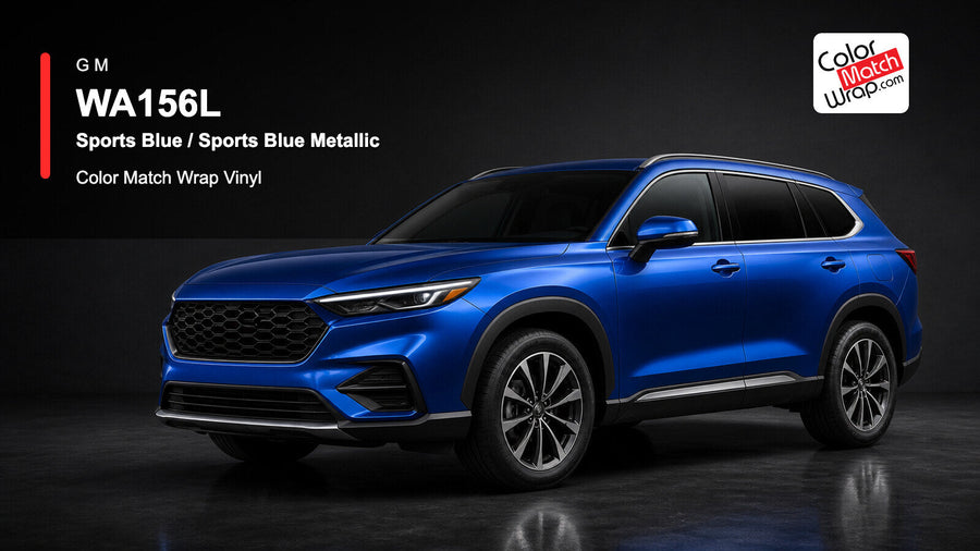 GM WA156L Sports Blue / Sports Blue Metallic Color Match Wrap Vinyl generated SUV graphic
