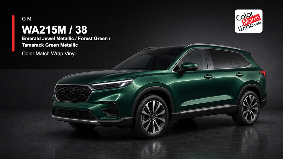 GM WA215M / 38 Emerald Jewel Metallic / Forest Green / Tamarack Green Metallic Color Match Wrap Vinyl generated SUV graphic