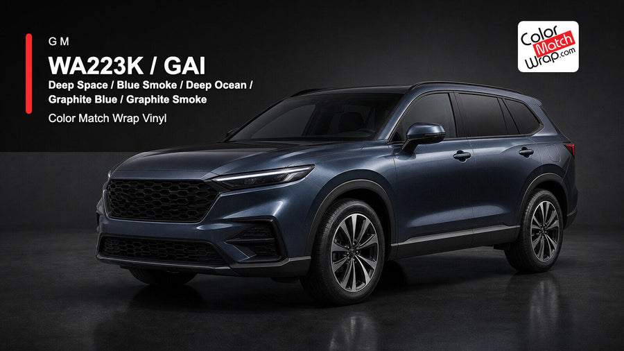 GM WA223K / GAI Deep Space / Blue Smoke / Deep Ocean / Graphite Blue / Graphite Smoke Color Match Wrap Vinyl generated SUV graphic