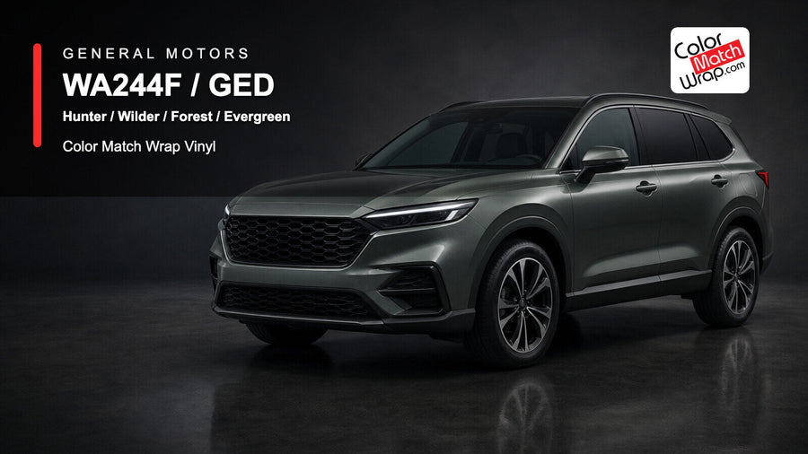 GM WA244F / GED Hunter / Wilder / Forest / Evergreen Color Match Wrap Vinyl generated SUV graphic