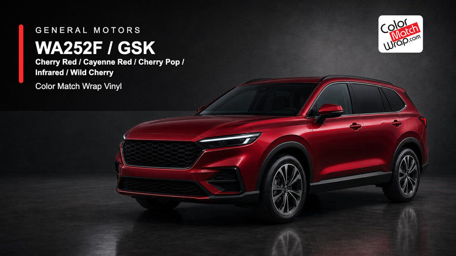 GM WA252F / GSK Cherry Red / Cayenne Red / Cherry Pop / Infrared / Wild Cherry Color Match Wrap Vinyl generated SUV graphic