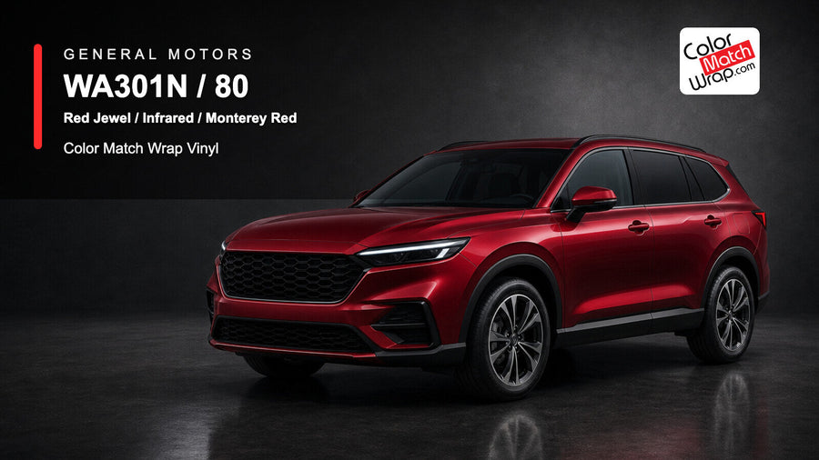 GM WA301N / 80 Red Jewel / Infrared / Monterey Red Color Match Wrap Vinyl generated SUV graphic
