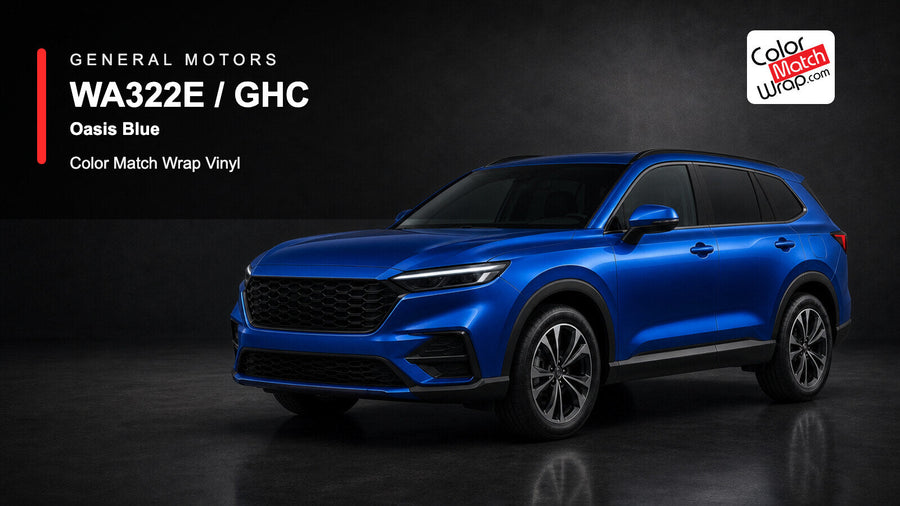 GM WA322E / GHC Oasis Blue Color Match Wrap Vinyl generated SUV graphic