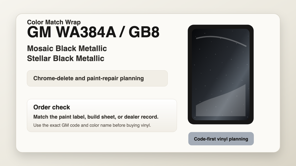GM WA384A / GB8 Mosaic Black Metallic and Stellar Black Metallic Vinyl ...