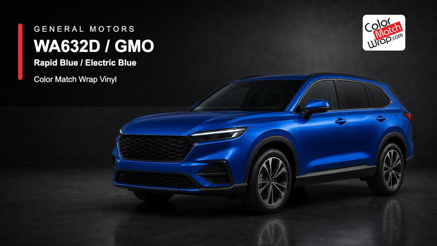 GM WA632D / GMO Rapid Blue / Electric Blue Color Match Wrap Vinyl generated SUV graphic