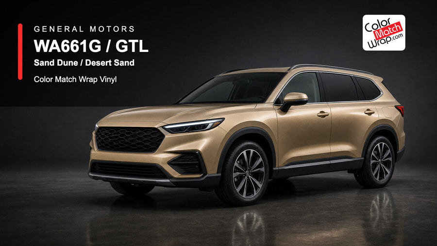GM WA661G / GTL Sand Dune / Desert Sand Color Match Wrap Vinyl generated SUV graphic