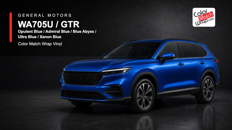 GM WA705U / GTR Opulent Blue / Admiral Blue / Blue Abyss / Ultra Blue / Xenon Blue Color Match Wrap Vinyl generated SUV graphic
