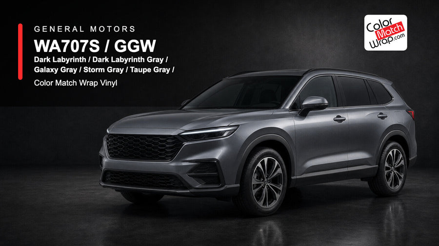 GM WA707S / GGW Dark Labyrinth / Dark Labyrinth Gray / Galaxy Gray / Storm Gray / Taupe Gray / Dark Gray Color Match Wrap Vinyl generated SUV graphic