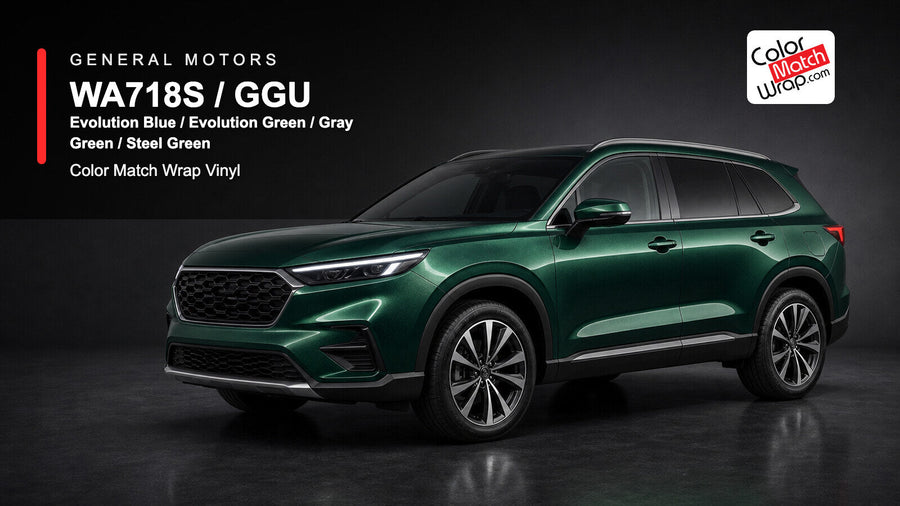 GM WA718S / GGU Evolution Blue / Evolution Green / Gray Green / Steel Green Color Match Wrap Vinyl generated SUV graphic